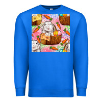 True Royal Easter Bunny With Hamper Seamless Pattern Premium Sweatshirt - BundleAndBundleShop