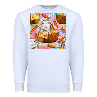 White Easter Bunny With Hamper Seamless Pattern Premium Sweatshirt - BundleAndBundleShop