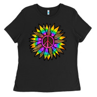 Black Peace Hippie Sunflower Ladies Tee - Jasminsmagicworld