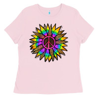 Bubblegum Pink Peace Hippie Sunflower Ladies Tee - Jasminsmagicworld