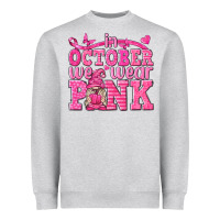 Heather Grey In October We Wear Pink with Gnome Heavyweight Sweatshirt - texasbilliewilder