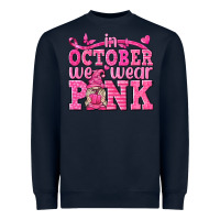 Navy In October We Wear Pink with Gnome Heavyweight Sweatshirt - texasbilliewilder