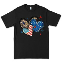 Black american flag leopard hearts Premium Tee - MaliasSmallBusiness