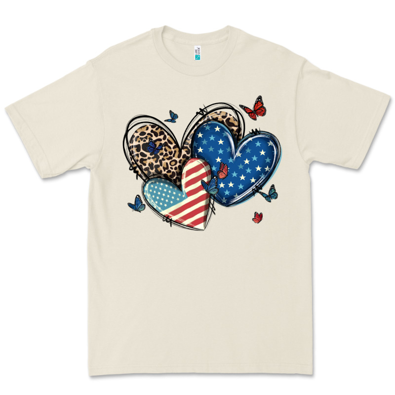American Flag Leopard Hearts Premium Tee by MaliasSmallBusiness | Teevron