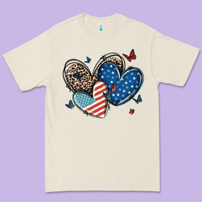 American Flag Leopard Hearts Premium Tee Designed By Maliassmallbusiness