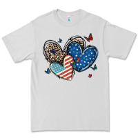 Dove Grey american flag leopard hearts Premium Tee - MaliasSmallBusiness