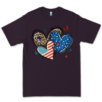 Plum american flag leopard hearts Premium Tee - MaliasSmallBusiness