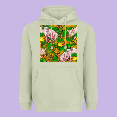 St. Patrick's Day Pig And Candy Pot Of Gold Heavyweight Hoodie Designed By Fadigitalartstudio