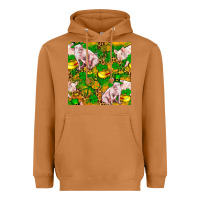 Meerkat St. Patrick's Day Pig And Candy Pot Of Gold Heavyweight Hoodie - FaDigitalArtStudio