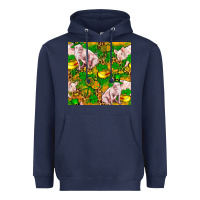 Navy St. Patrick's Day Pig And Candy Pot Of Gold Heavyweight Hoodie - FaDigitalArtStudio