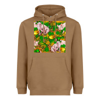 Toasted Coconut St. Patrick's Day Pig And Candy Pot Of Gold Heavyweight Hoodie - FaDigitalArtStudio