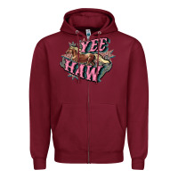 Burgundy Yee haw Zipper Hoodie - HowdyJamesFarm