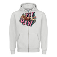 Dove Grey Yee haw Zipper Hoodie - HowdyJamesFarm