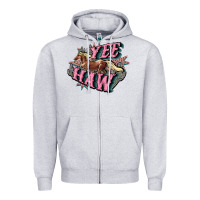 Heather Grey Yee haw Zipper Hoodie - HowdyJamesFarm