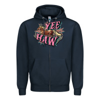 Navy Yee haw Zipper Hoodie - HowdyJamesFarm