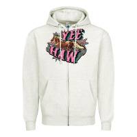 Oatmeal Heather Yee haw Zipper Hoodie - HowdyJamesFarm