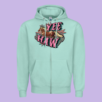Yee Haw Zipper Hoodie Designed By Howdyjamesfarm