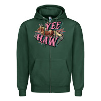 Sports Green Yee haw Zipper Hoodie - HowdyJamesFarm