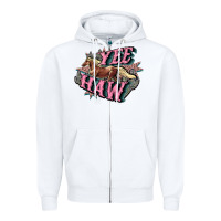 White Yee haw Zipper Hoodie - HowdyJamesFarm