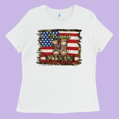 Proud Veteran Ladies Tee Designed By Jasminsmagicworld