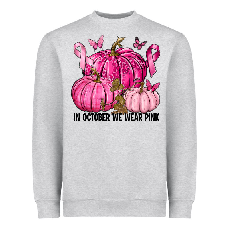 In October We Wear Pink With Pumpkin Heavyweight Sweatshirt by texasbilliewilder | Teevron