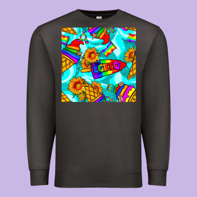 Pride Lgbtq Ice Cream And Sunflowers Seamless Premium Sweatshirt Designed By Bundleandbundleshop