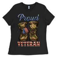 Black proud veteran camo shoes Ladies Tee - Jasminsmagicworld