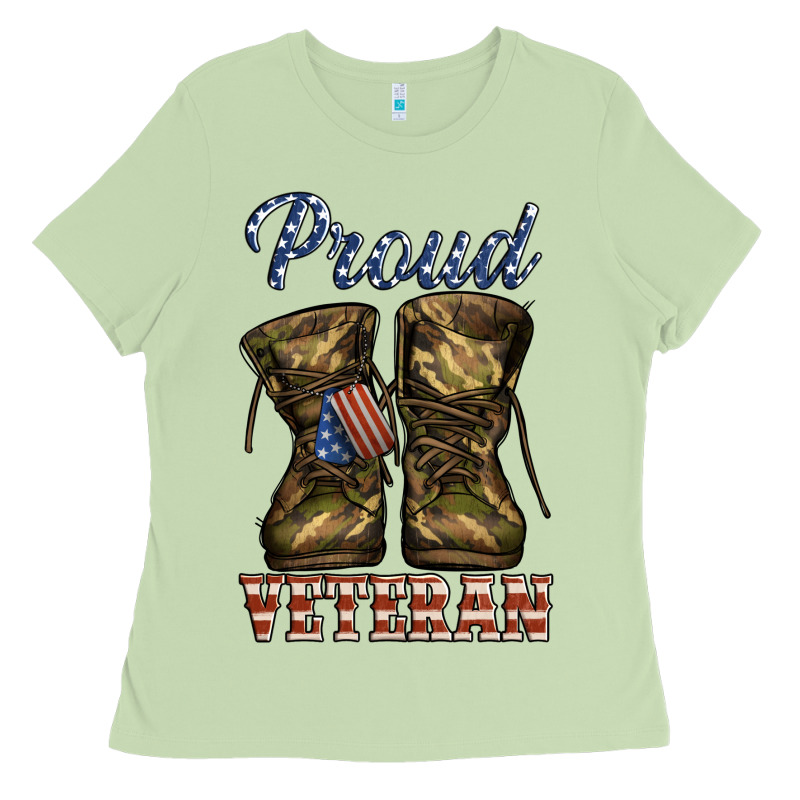 Proud Veteran Camo Shoes Ladies Tee by Jasminsmagicworld | Teevron