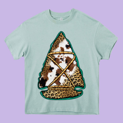 Cowhide Leopard Arrowhead Heavy Core Tee Designed By Jasminsmagicworld