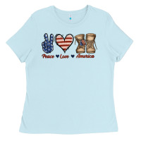 Baby Blue Peace Love America Ladies Tee - Jasminsmagicworld