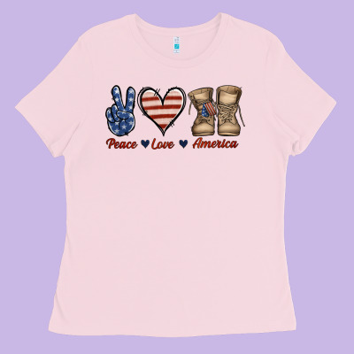 Peace Love America Ladies Tee Designed By Jasminsmagicworld