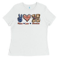 White Peace Love America Ladies Tee - Jasminsmagicworld