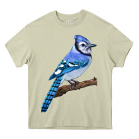 Mossy Blue Jay Bird Heavy Core Tee - LillyAllenDesigns
