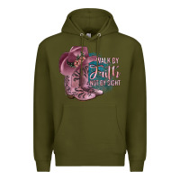 Army Green Walk By Faith Not By Sight Premium Hoodie - JahusDesignShop