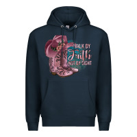 Navy Walk By Faith Not By Sight Premium Hoodie - JahusDesignShop