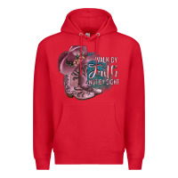 Red Walk By Faith Not By Sight Premium Hoodie - JahusDesignShop