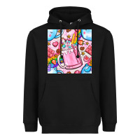 Black unicorn coffe cup and star with rainbow seamless pattern bbs Heavyweight Hoodie - BundleAndBundleShop