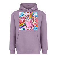 Lavender unicorn coffe cup and star with rainbow seamless pattern bbs Heavyweight Hoodie - BundleAndBundleShop