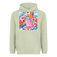 Matcha unicorn coffe cup and star with rainbow seamless pattern bbs Heavyweight Hoodie - BundleAndBundleShop
