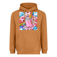 Meerkat unicorn coffe cup and star with rainbow seamless pattern bbs Heavyweight Hoodie - BundleAndBundleShop