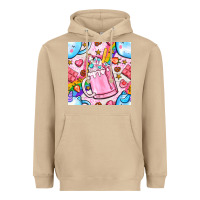Mushroom unicorn coffe cup and star with rainbow seamless pattern bbs Heavyweight Hoodie - BundleAndBundleShop