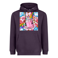 Plum unicorn coffe cup and star with rainbow seamless pattern bbs Heavyweight Hoodie - BundleAndBundleShop