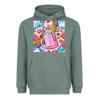 Sage unicorn coffe cup and star with rainbow seamless pattern bbs Heavyweight Hoodie - BundleAndBundleShop