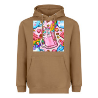 Toasted Coconut unicorn coffe cup and star with rainbow seamless pattern bbs Heavyweight Hoodie - BundleAndBundleShop