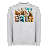 Heather Grey Happy Easter with Cowboy Heavyweight Sweatshirt - NancyCooperArtShop