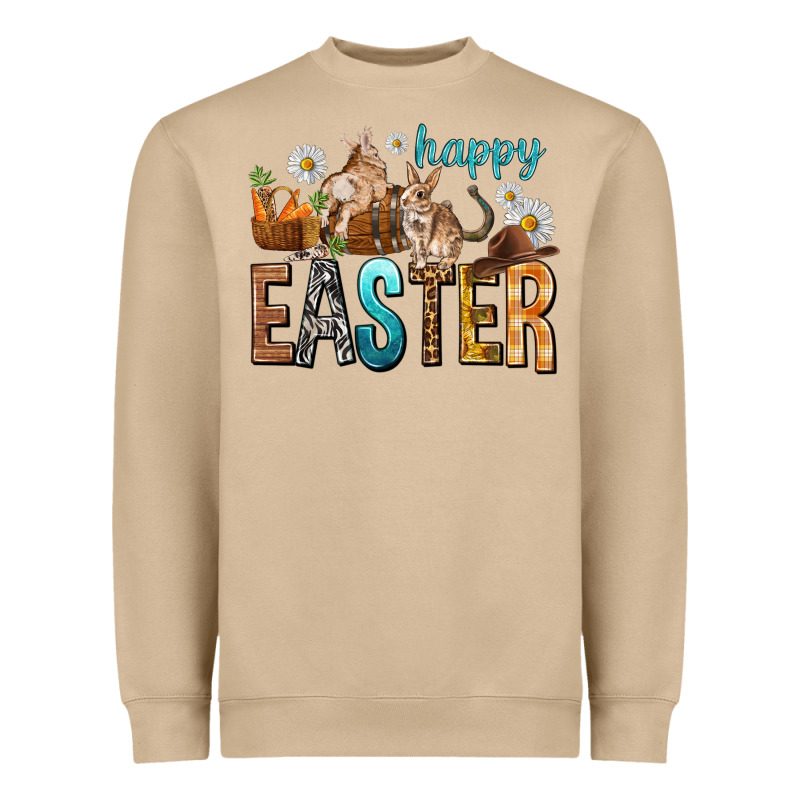 Happy Easter With Cowboy Heavyweight Sweatshirt by NancyCooperArtShop | Teevron