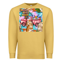 Antique Gold Easter Bunny With Truck Seamless Pattern Premium Sweatshirt - BundleAndBundleShop