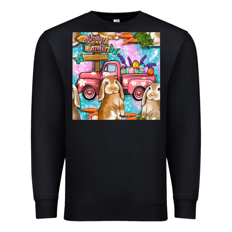 Easter Bunny With Truck Seamless Pattern Premium Sweatshirt by BundleAndBundleShop | Teevron