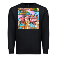 Black Easter Bunny With Truck Seamless Pattern Premium Sweatshirt - BundleAndBundleShop