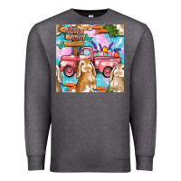 Charcoal Heather Easter Bunny With Truck Seamless Pattern Premium Sweatshirt - BundleAndBundleShop